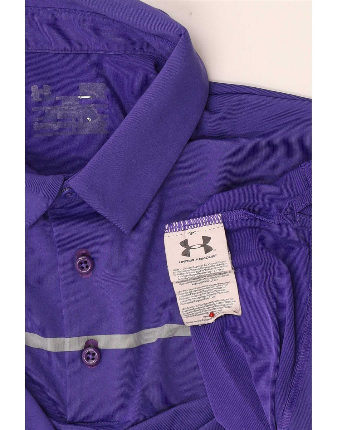 Under Armour Mens Polo Shirt Small Purple Striped Polyester