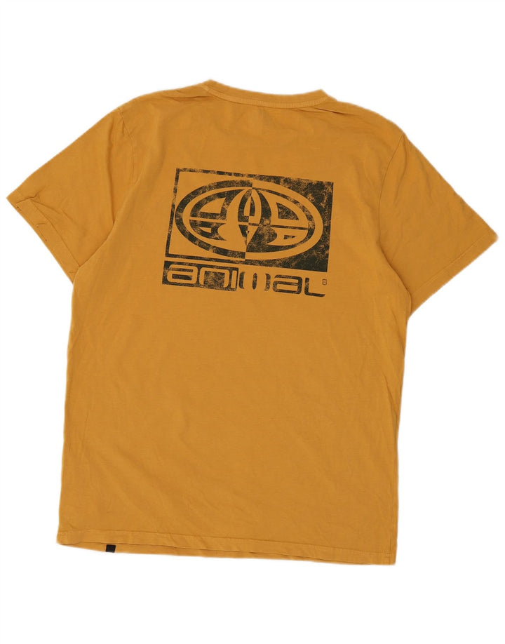 Animal Mens Graphic T-Shirt Top Medium Yellow Cotton