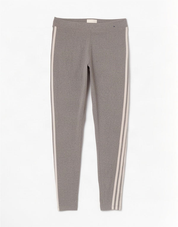 Adidas Womens Leggings UK 12/14 Medium Grey Cotton