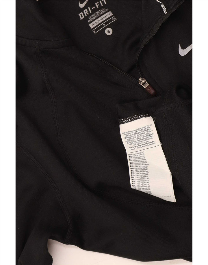 Top della tuta da ginnastica Nike Dri Fit con collo e zip da donna, UK 10, piccola, nera