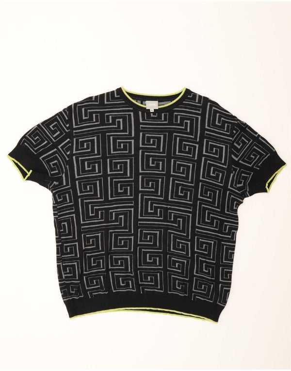 Maglione maglione con scollo a barca da donna Versace UK 20 2XL Designer geometrico nero