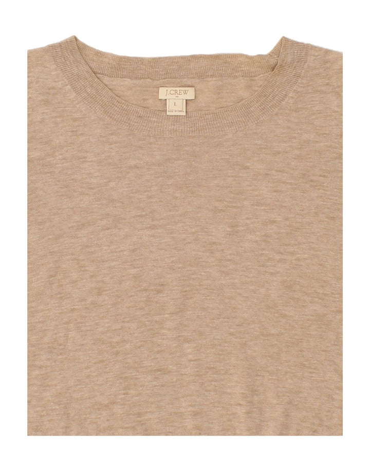J. CREW Womens Boat Neck Jumper Sweater Large Beige Cotton Vintage J. Crew and Second-Hand J. Crew from Messina Hembry 