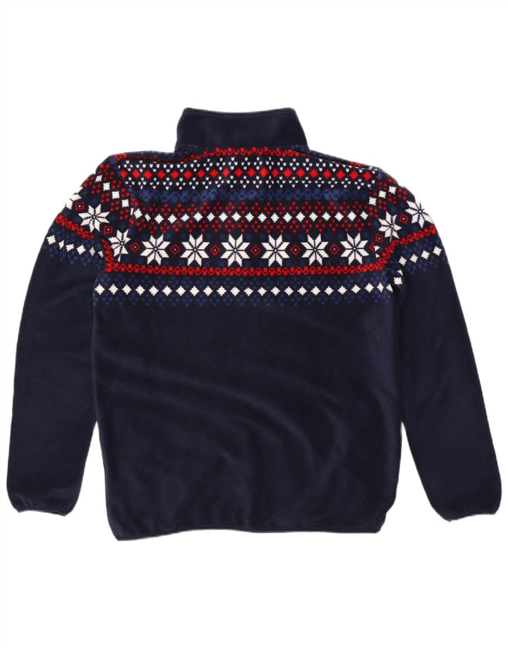 TCM Mens Zip Neck Pullover Tracksuit Top Medium Navy Blue Fair Isle