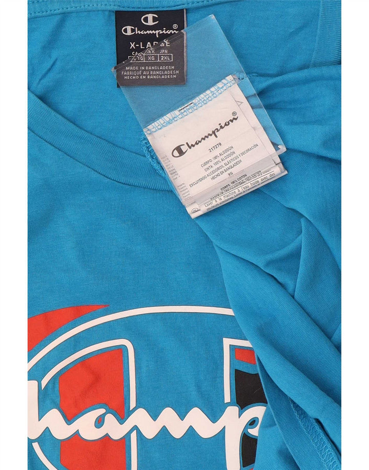 Champion Mens Graphic T-Shirt Top XL Blue
