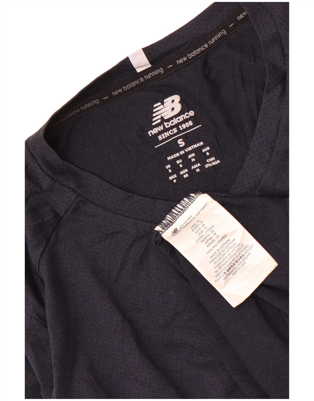 New Balance Mens T-Shirt Top Small Navy Blue Polyester