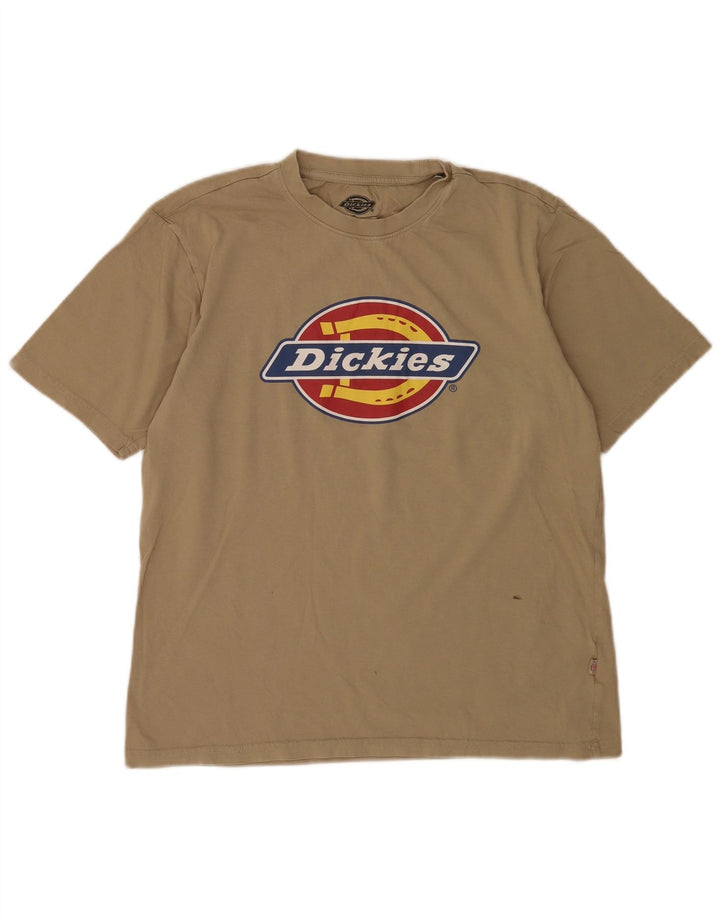 Dickies Mens Graphic T-Shirt Top Small Beige Cotton