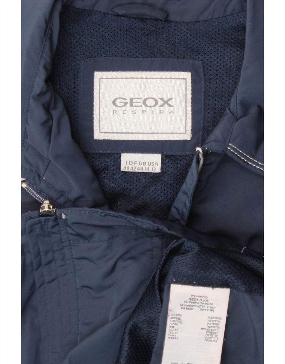 GEOX Womens Utility Jacket UK 14 Large Navy Blue Polyester Vintage Geox and Second-Hand Geox from Messina Hembry 