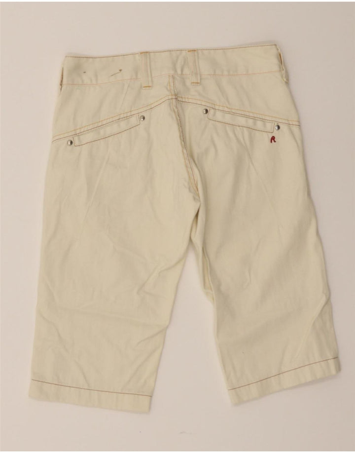 REPLAY Womens Graphic Denim Shorts W28 Medium Off White Cotton Vintage Replay and Second-Hand Replay from Messina Hembry 