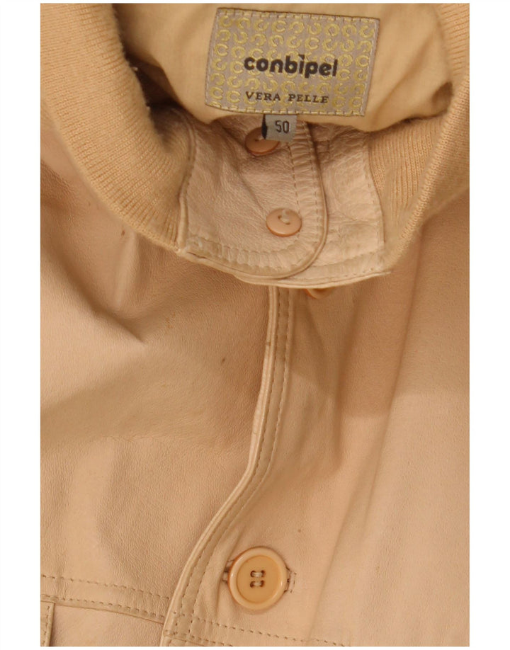 Conbipel Mens Leather Jacket IT 50 Large Beige Leather