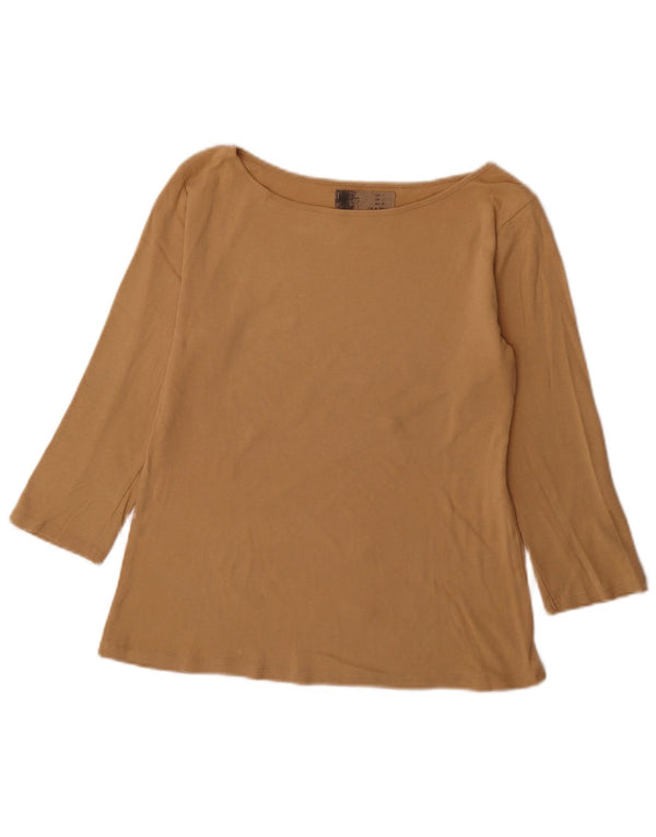 Zara Mujer Top Manga 3/4 UK 44 Grande Algodón Beige