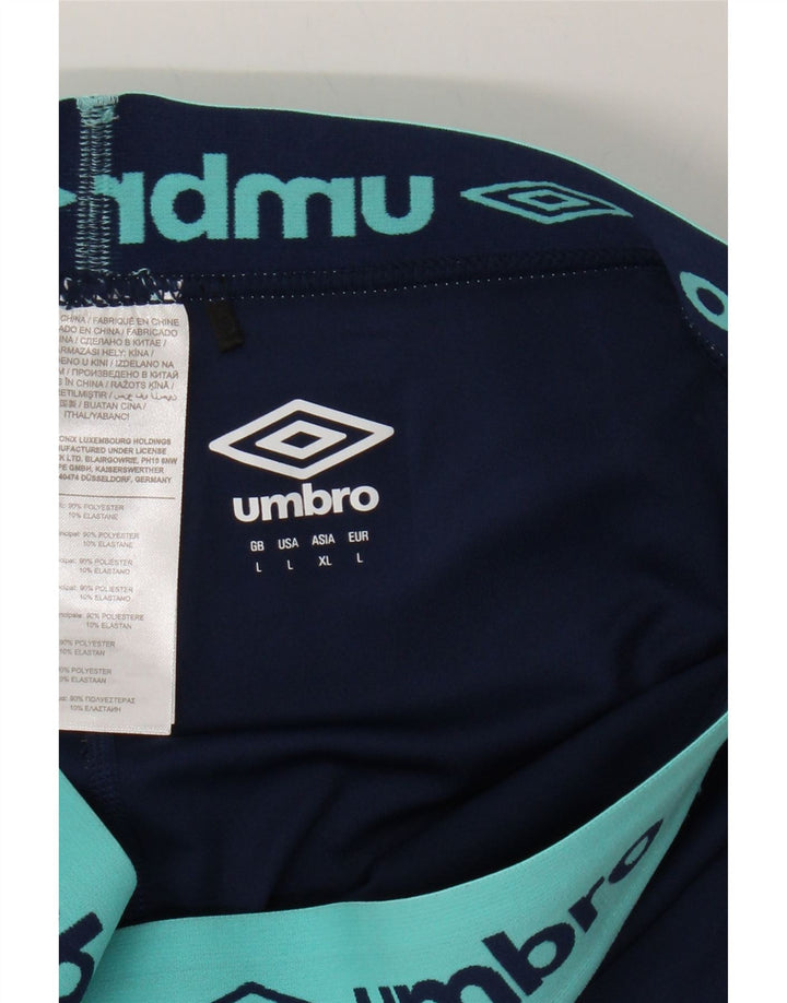 UMBRO Womens Graphic Leggings UK 14 Large  Navy Blue Colourblock Polyester Vintage Umbro and Second-Hand Umbro from Messina Hembry 
