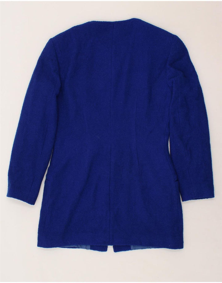 VINTAGE Womens Longline Blazer Jacket UK 14 Medium Blue Acetate Vintage Vintage and Second-Hand Vintage from Messina Hembry 