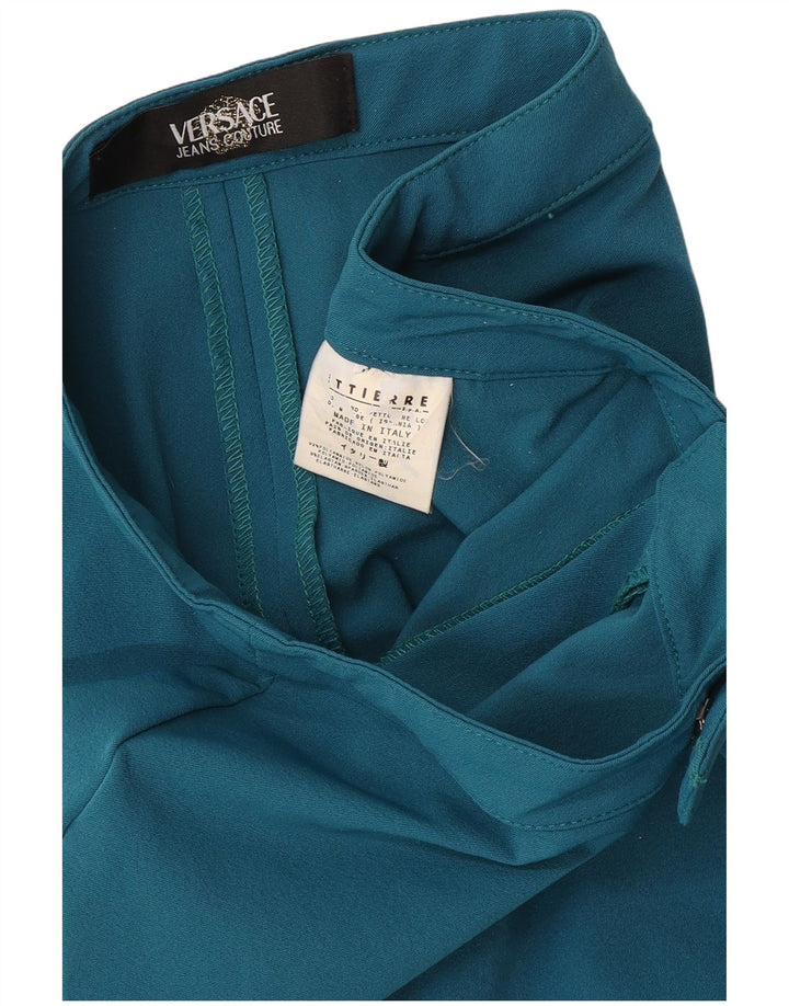 Versace Womens Straight Casual Trousers W30 L34 Blue Polyamide