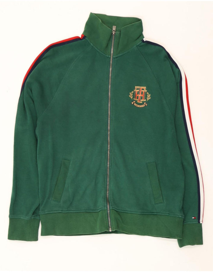 Tommy Hilfiger Mens Tracksuit Top Jacket Medium Green Colourblock