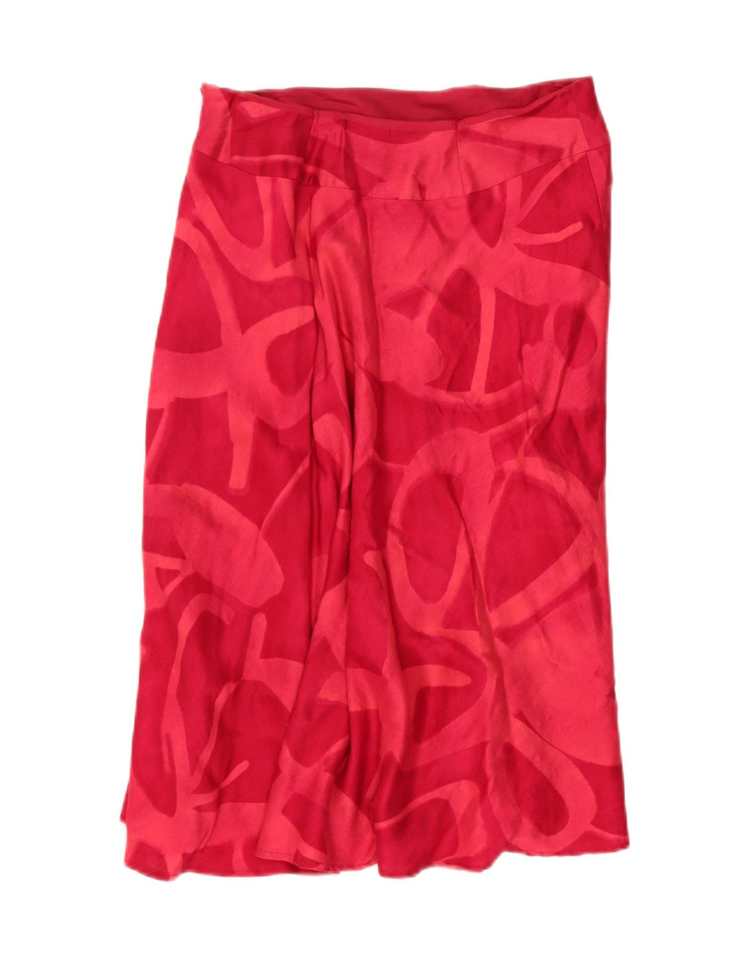 MINUET Womens Abstract Pattern Flared Skirt UK 14 Medium W32  Red Viscose Vintage Minuet and Second-Hand Minuet from Messina Hembry 