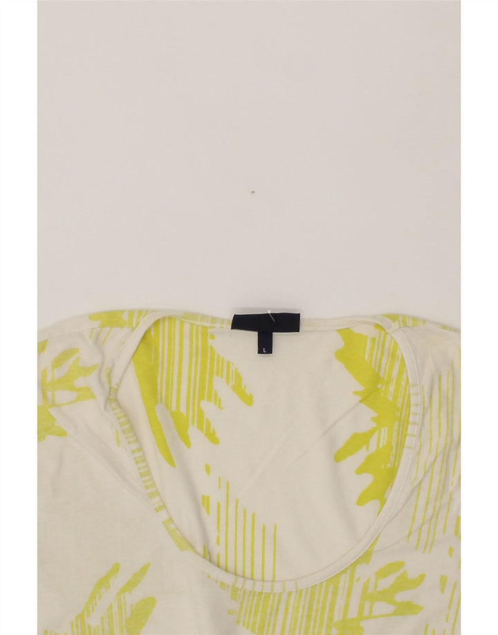 TRUSSARDI JEANS Womens Abstract Pattern T-Shirt Top UK 14 Large White Vintage Trussardi Jeans and Second-Hand Trussardi Jeans from Messina Hembry 