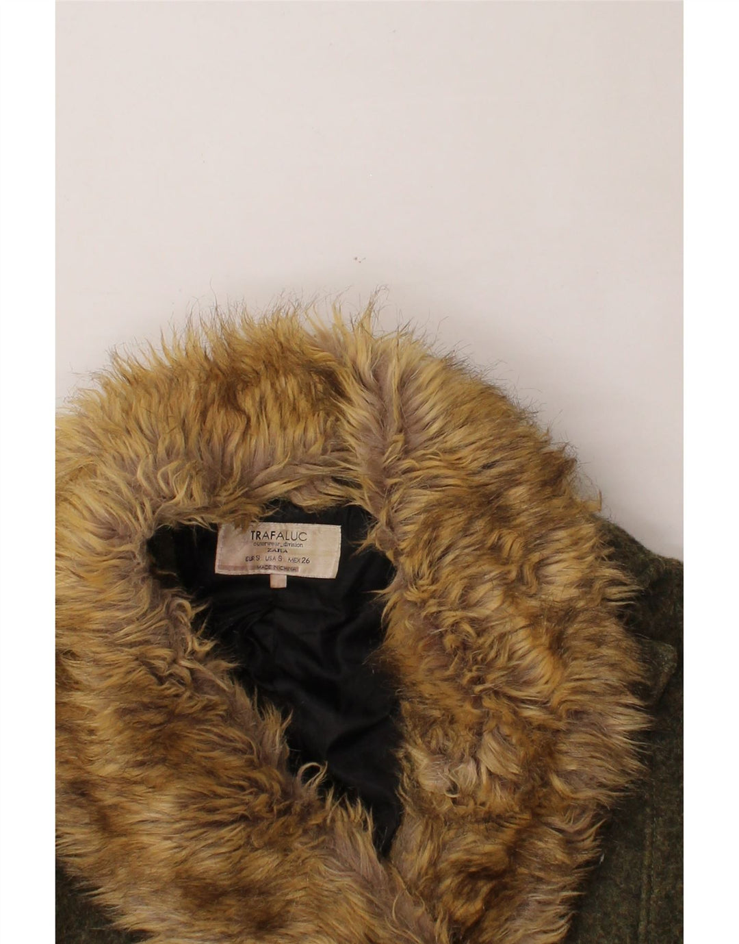 ZARA Womens Loose Fit Overcoat UK 10 Small Khaki Wool Vintage Zara and Second-Hand Zara from Messina Hembry 