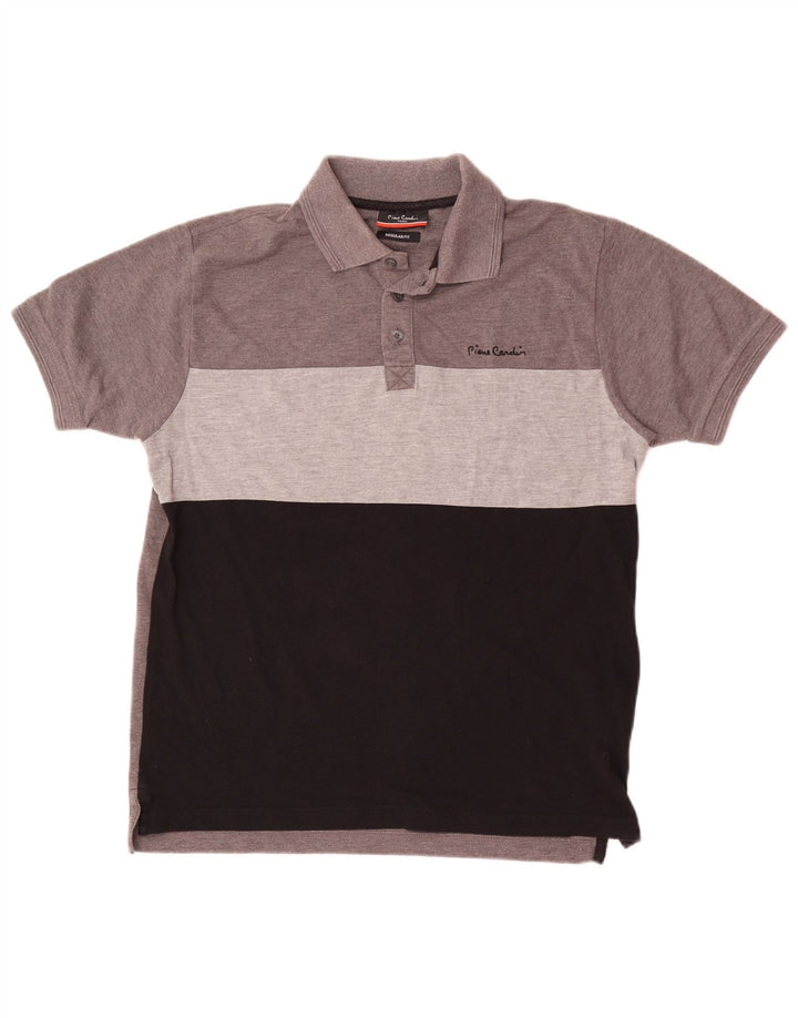 Pierre Cardin Mens Regular Fit Polo Shirt Small Grey Colourblock Polyester