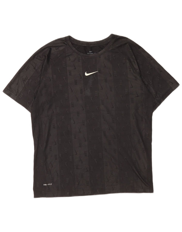 Nike drenge Dri Fit grafisk T-shirt top 13-14 år XL sort stribet