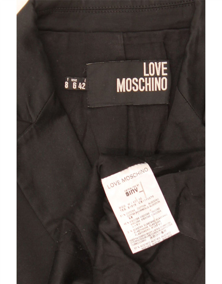 Moschino Womens Crop 3 Button Blazer Jacket IT 42 Medium Black Cotton