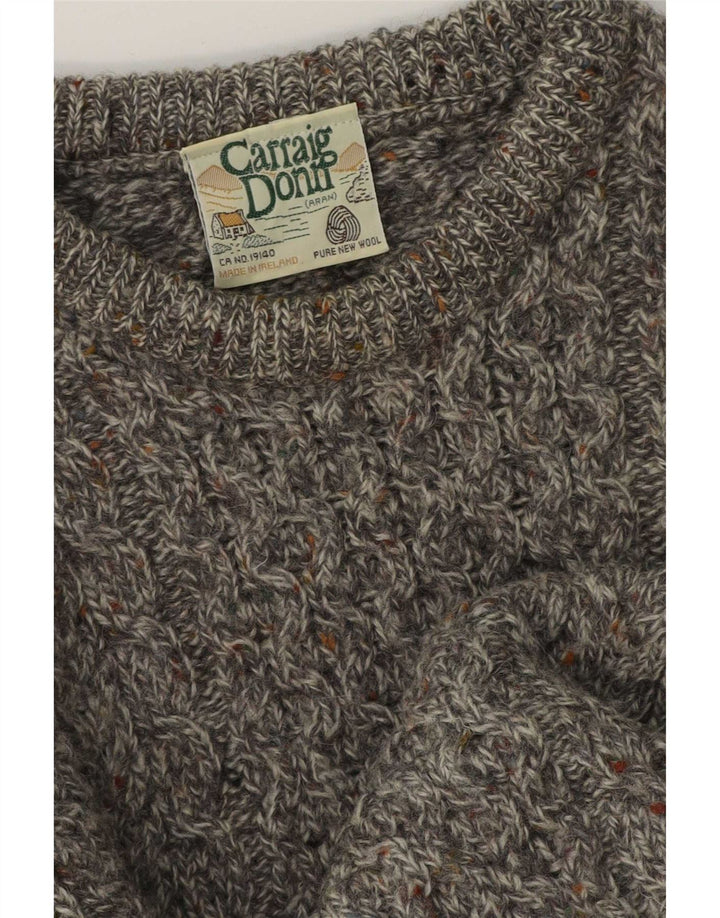 Carraig Donn Herren-Pullover, mittelgraue Schurwolle