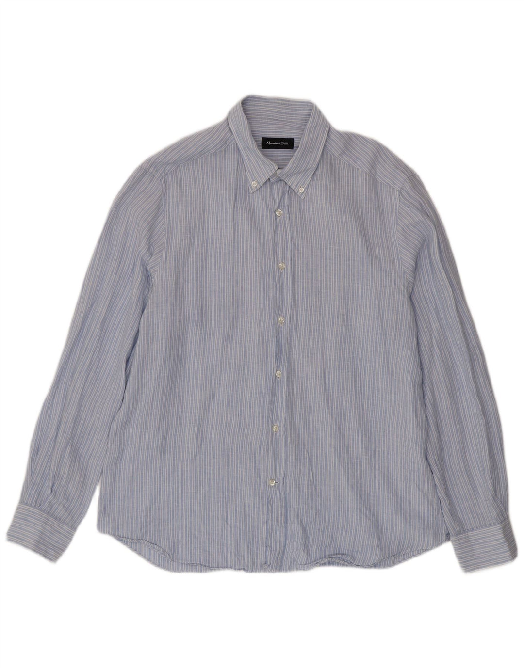 Massimo Dutti Mens Shirt XL Blue Pinstripe