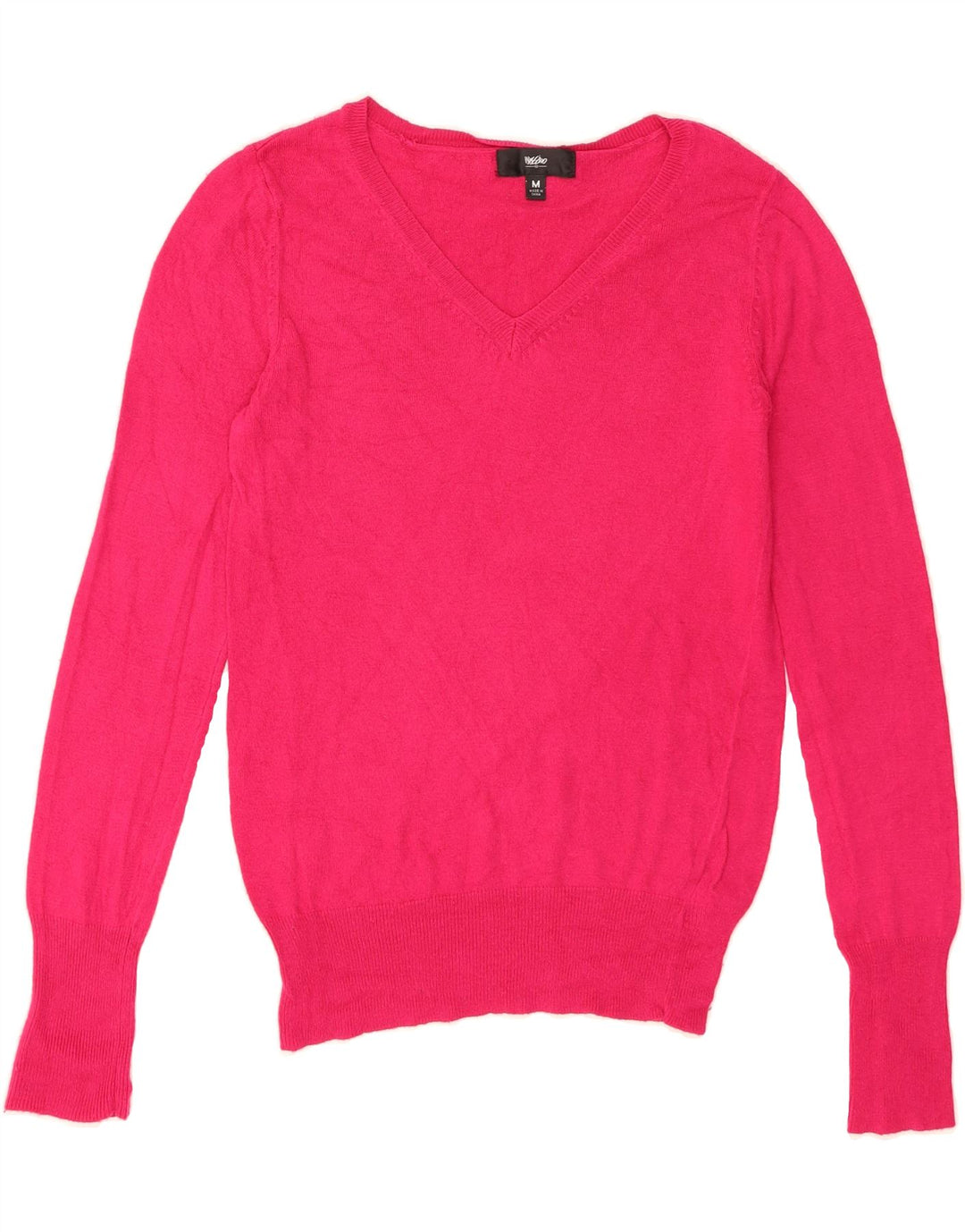 MOSSIMO Womens V-Neck Jumper Sweater UK 12 Medium Pink Nylon Vintage Mossimo and Second-Hand Mossimo from Messina Hembry 