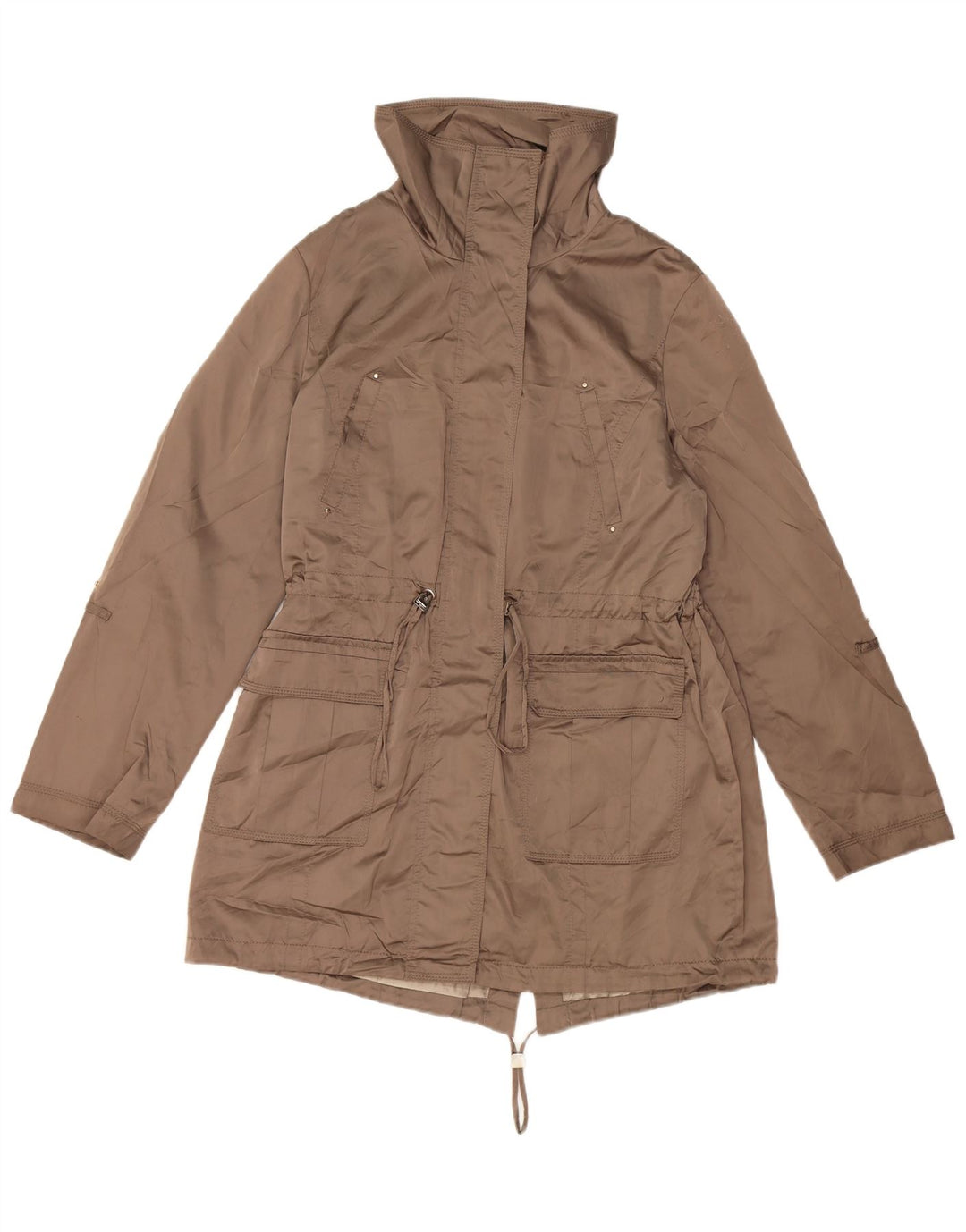 Marks & Spencer Womens Autograph Parka Jacket UK 14 Medium Khaki Polyester
