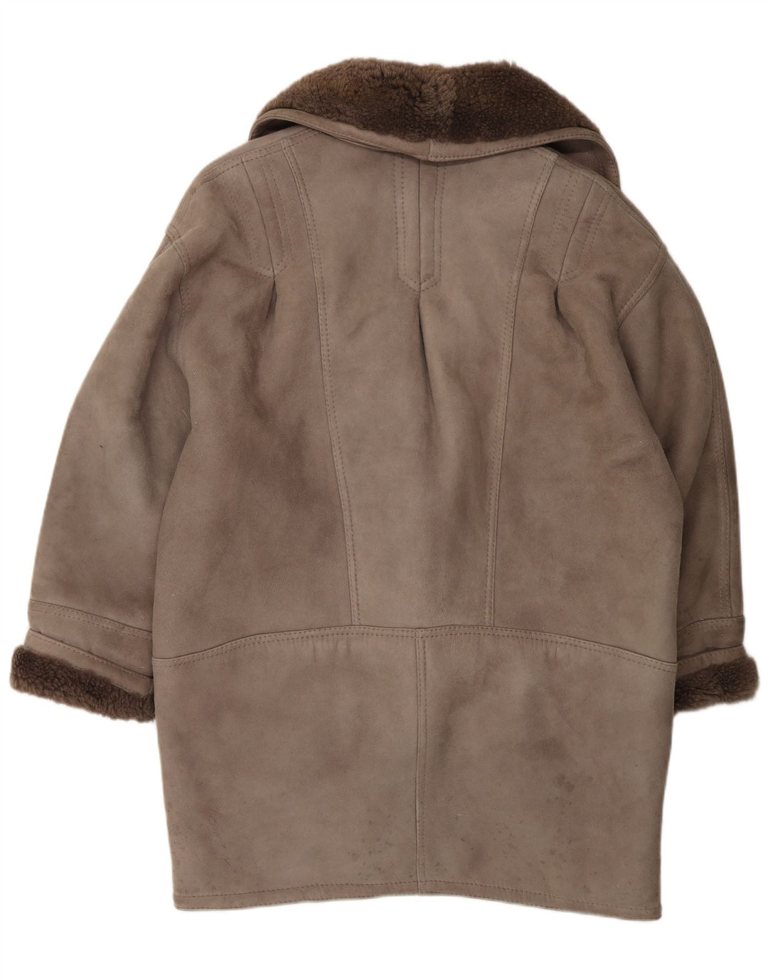 Vintage Womens Oversized Shearling Coat IT 46 Large Grey Shearling