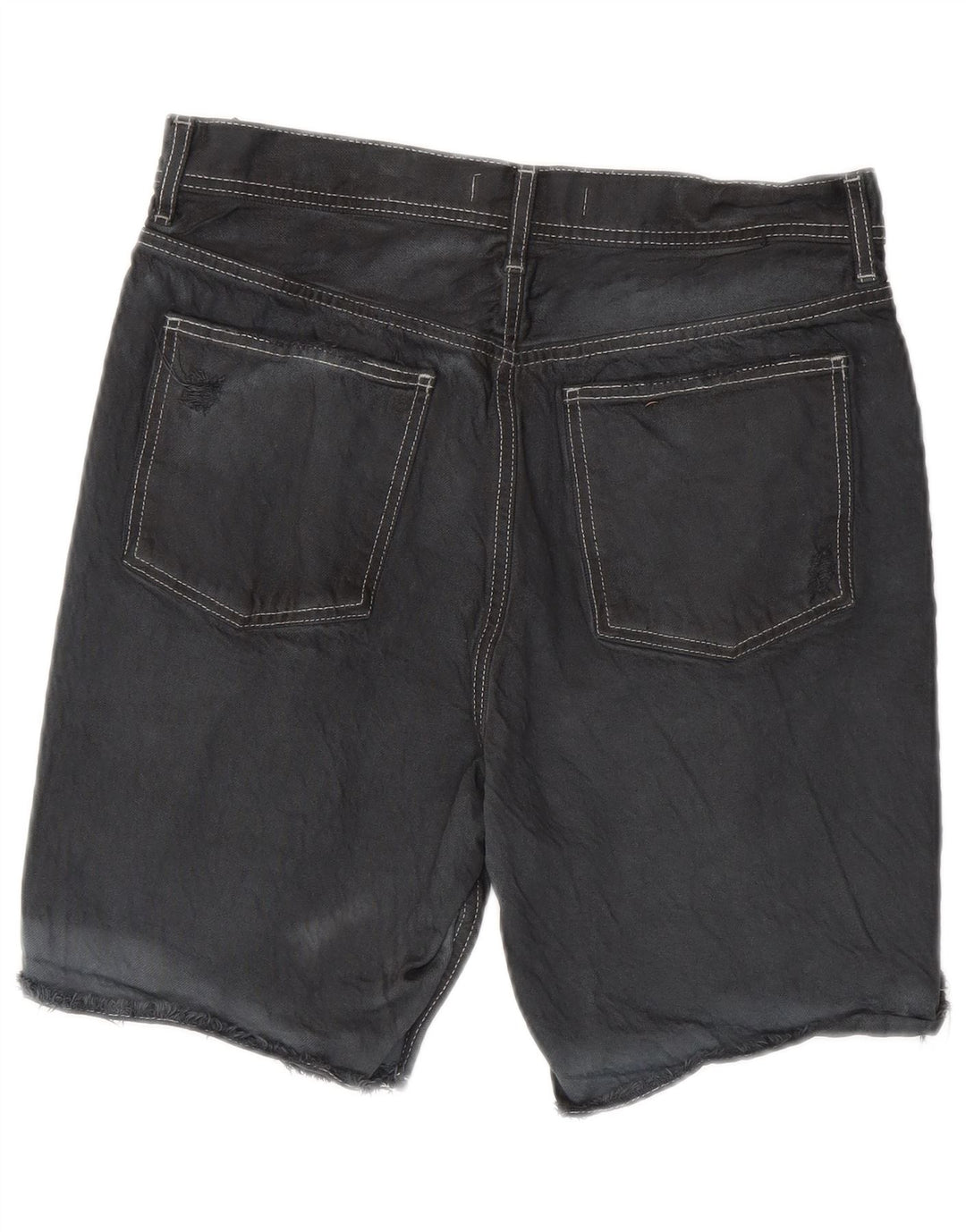 ZARA Mens Distressed Denim Shorts EU 40 Medium W31 Grey Cotton