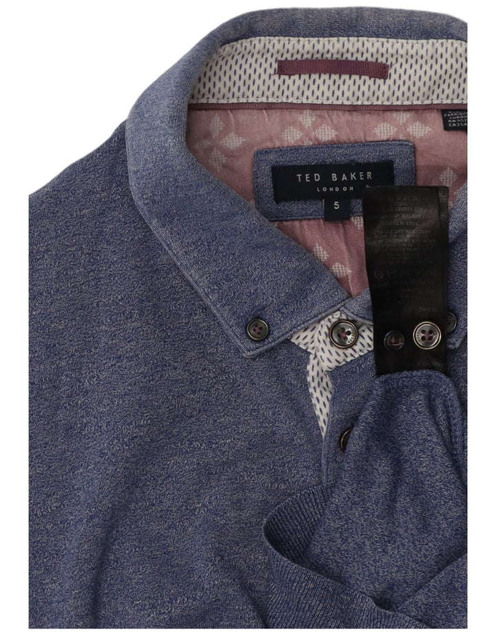 Ted Baker Mens Polo Shirt Size 5 XL Blue Cotton