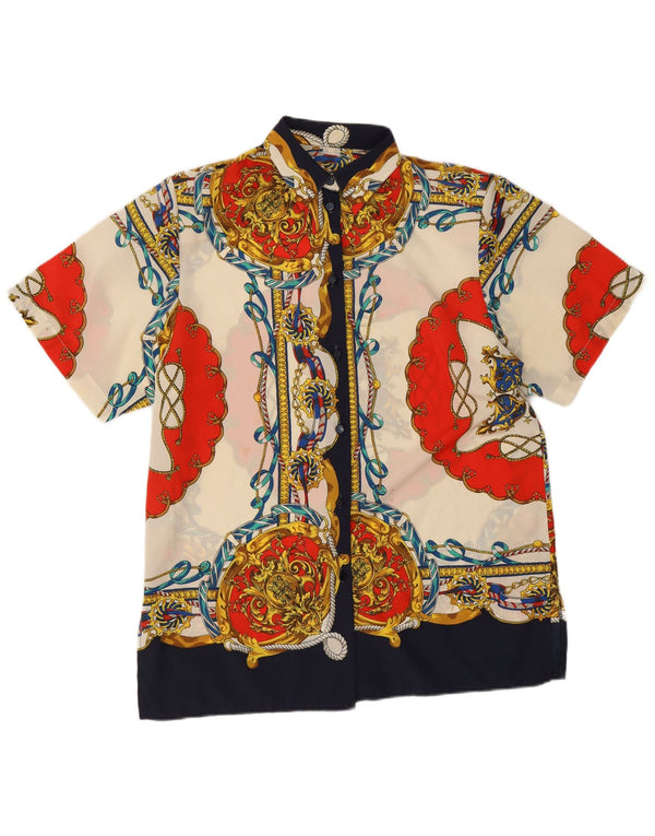 vintage Womens Abstract Pattern Shirt Blouse UK 16 Grand Multicolore