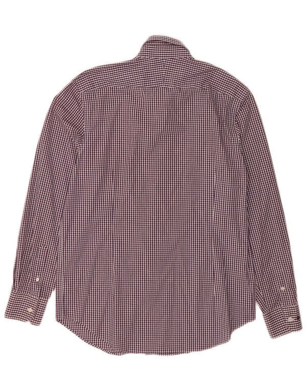 Jeff Banks Mens Shirt Size 41 16 Large Purple Gingham Cotton