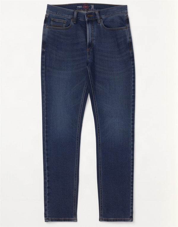 Marks & Spencer Męskie jeansy slim W30 L29 Niebieskie, bawełniane