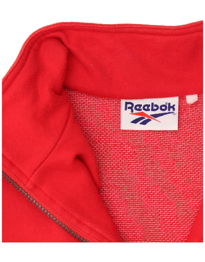 REEBOK Mens Graphic Zip Neck Sweatshirt Jumper Large Red Vintage Reebok and Second-Hand Reebok from Messina Hembry 