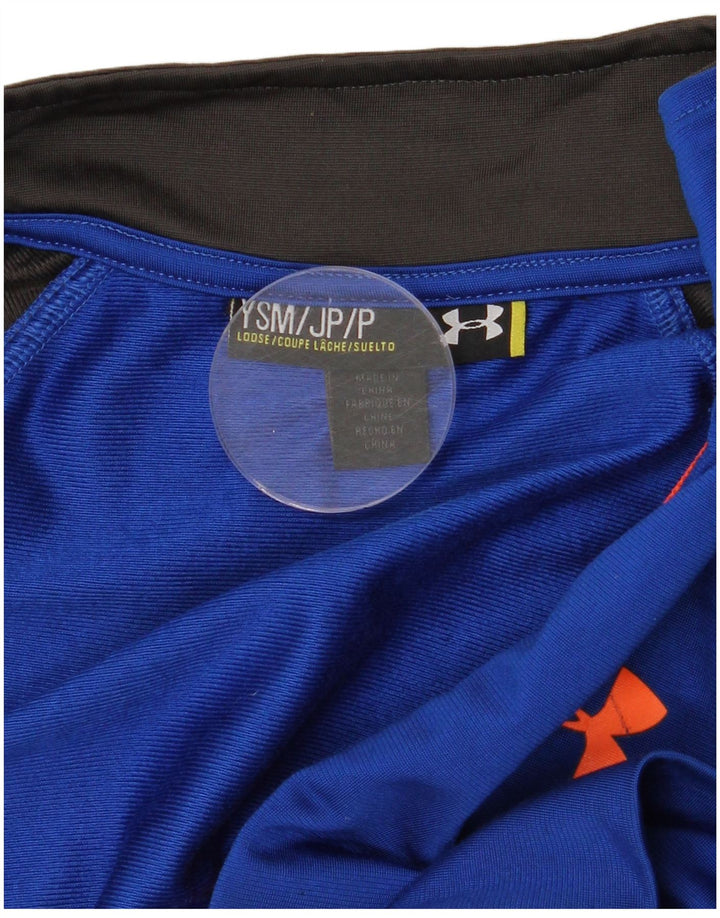 Under Armour Boys Tracksuit Top Jacket 7-8 Years Small Blue Colourblock
