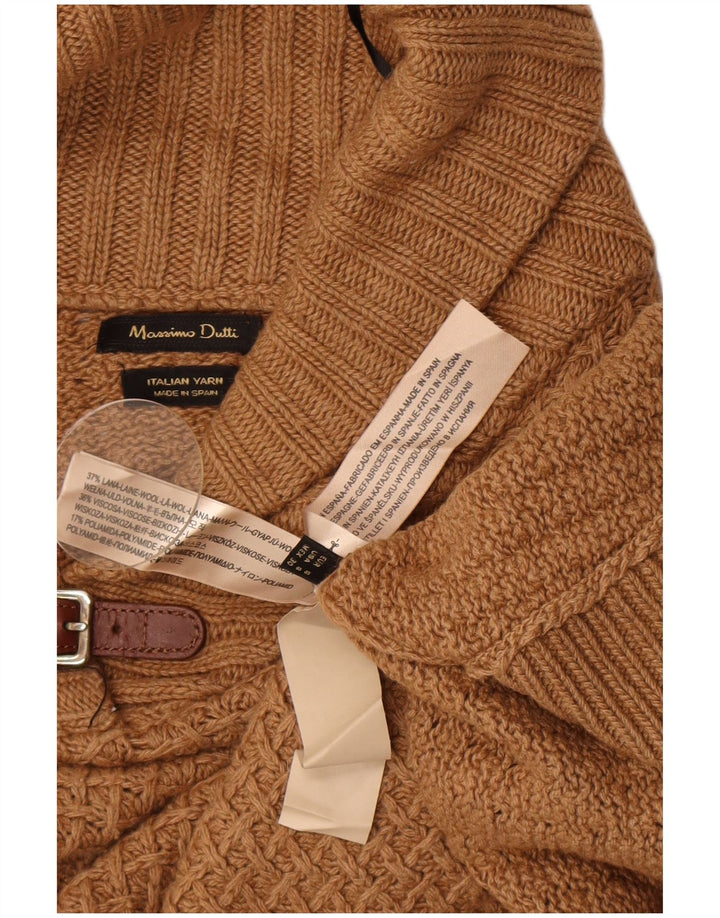 Massimo Dutti Damen Ponchopullover US 8 Mittelbraune Wolle