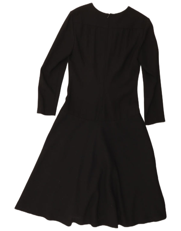 Yvette Womens Long Sleeve A-Line Dress EU 40 Medium Black Acetate