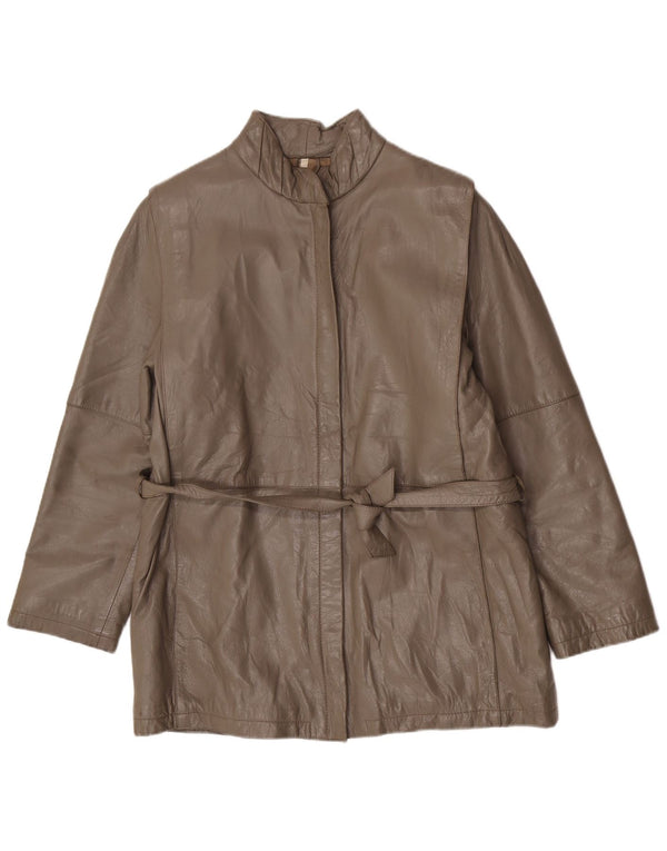 Vintage Damen Jacke mit normaler Passform, Größe 46, großes graues Leder, klassisch