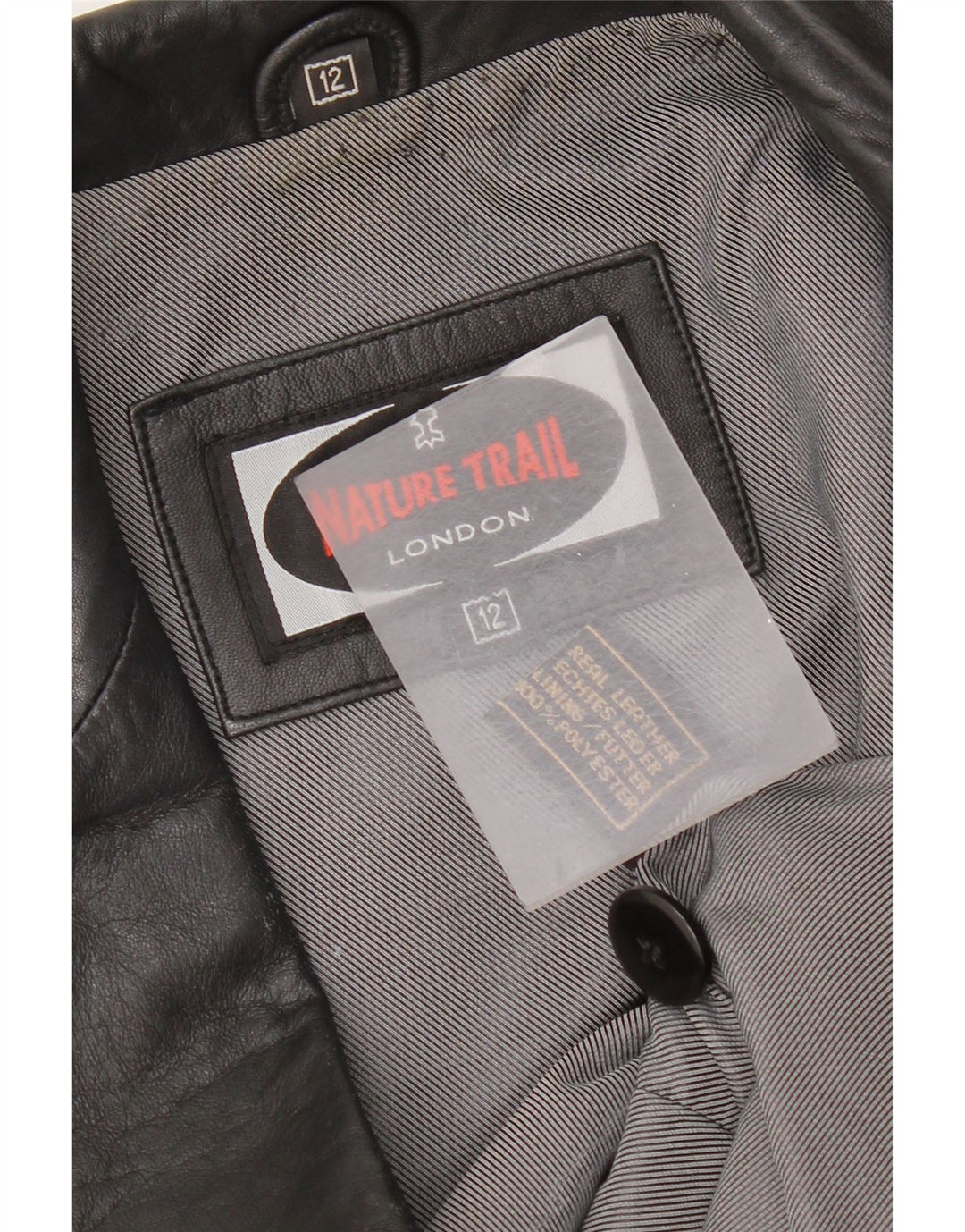 Vintage Womens 1 Button Leather Blazer Jacket UK 12 Medium Black Leather