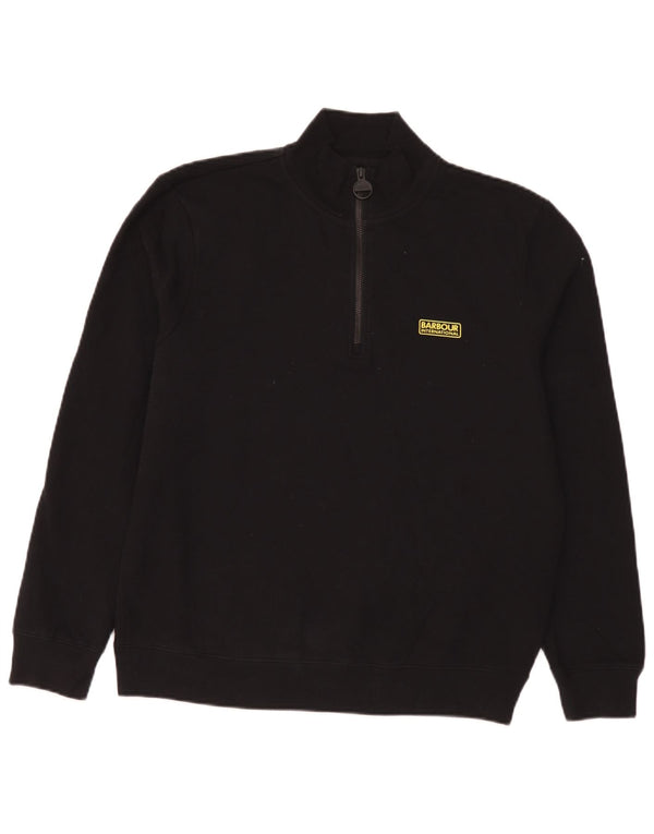 Barbour Mens Zip Neck Sweatshirt Jumper XL Noir Coton