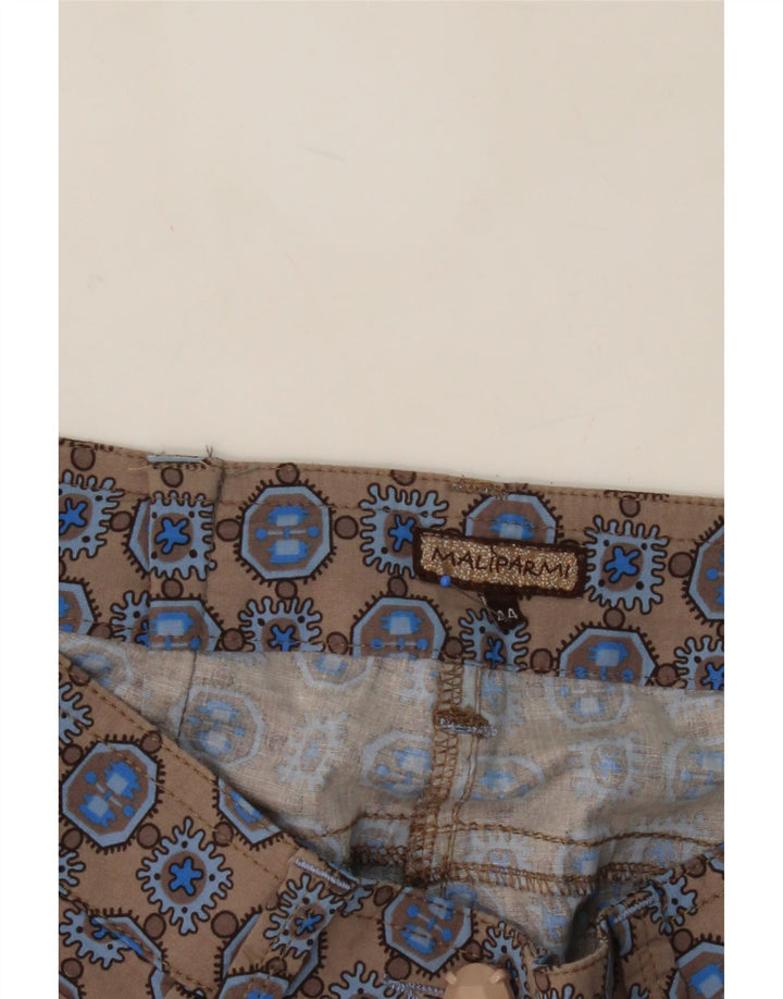 MALIPARMI Womens Abstract Pattern Straight Cropped Trousers W30 L25 Beige Vintage Maliparmi and Second-Hand Maliparmi from Messina Hembry 