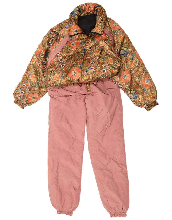 Vintage Womens Ski Jumpsuit UK 14 Medium  Pink Floral Polyester