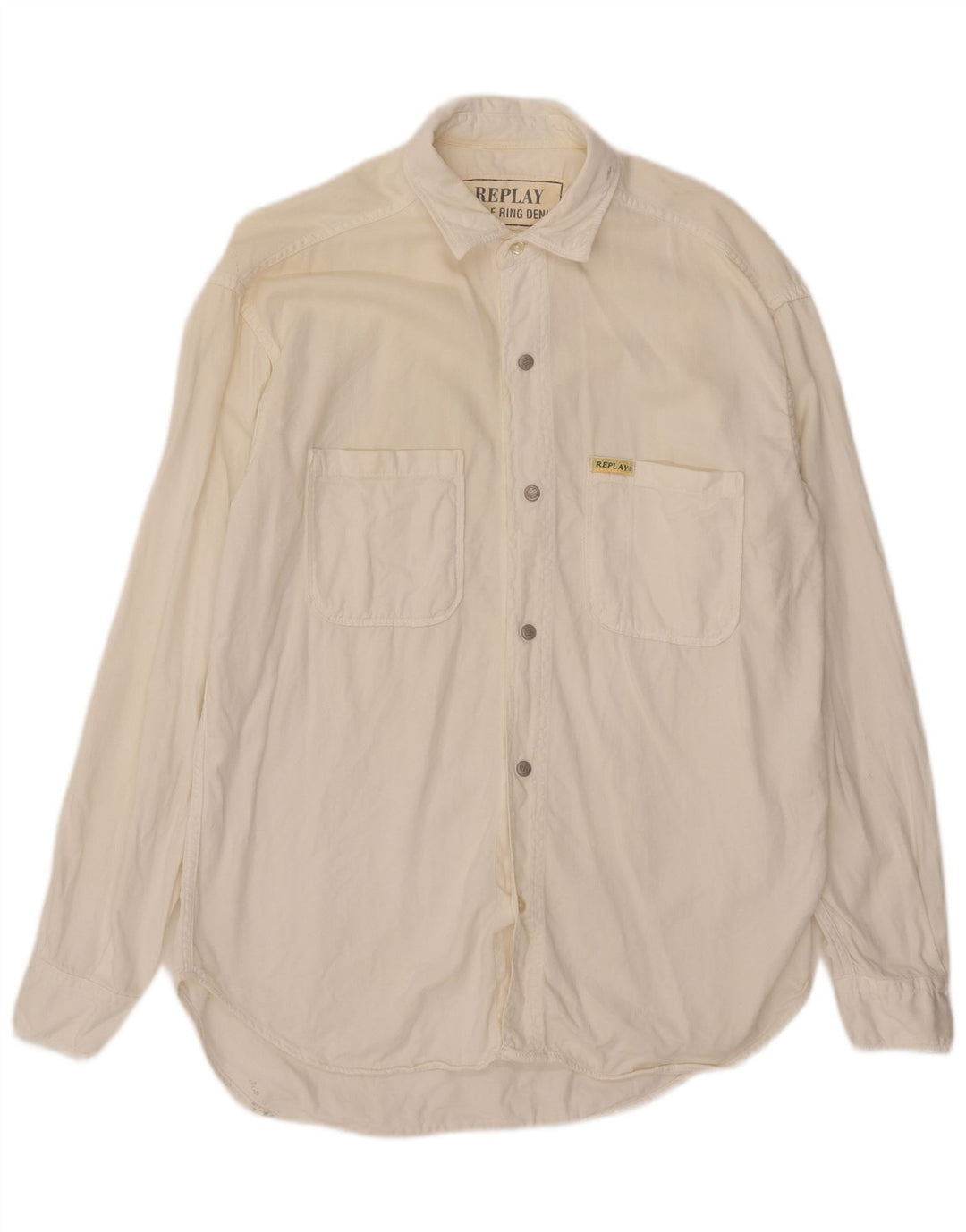 REPLAY Mens Graphic Shirt Large Off White