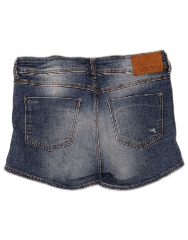 Zara Short en jean taille basse pour femme EU 36 XS W26 Bleu