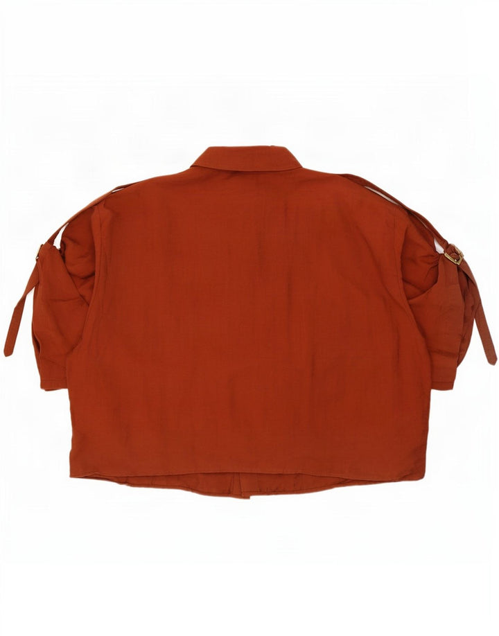 Zara Damen Kurzarm-Oversize-Hemd UK 14 Mittelbraunes Lyocell