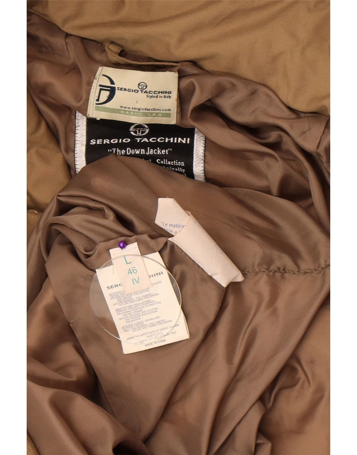 Sergio Tacchini Womens Hooded Padded Coat IT 46 Large Beige Polyester