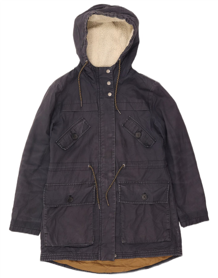 White Stuff Womens Hooded Parka Jacket UK 8 Small Navy Blue Cotton
