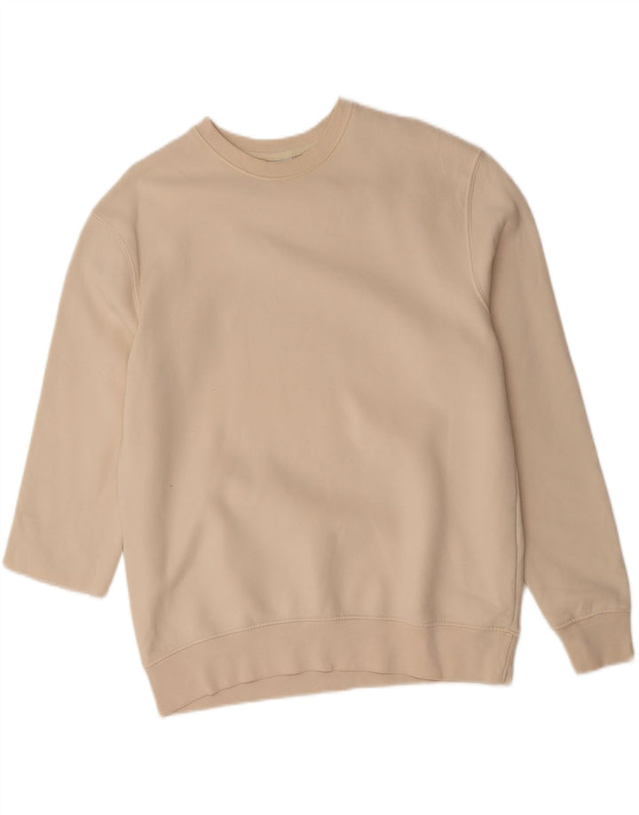 ZARA Womens Oversized Sweatshirt Jumper UK 10 Small Beige Cotton Vintage Zara and Second-Hand Zara from Messina Hembry 