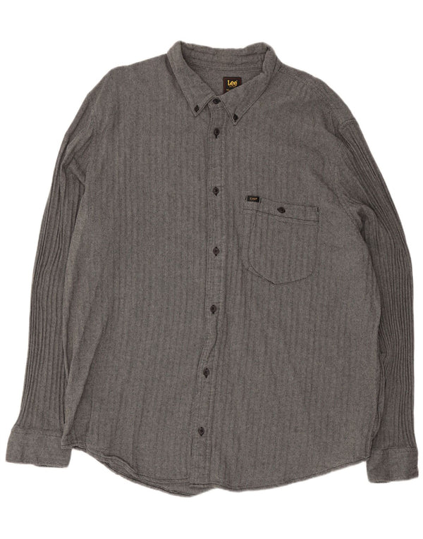Lee Chemise grande coupe décontractée pour homme 2XL en coton à chevrons gris